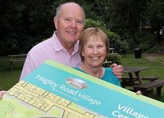 John and Kath Yates look at plans of Hagley Road Village