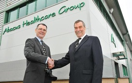 Care in Bathing has acquired the Abacus Healthcare brand to complement its leading portfolio of Gainsborough Specialist Bathing products. Pictured here: Gordon Farmiloe, Care in Bathing Group Managing Director (left) with Mike Gilsenan, former Managing Director and Founder of Abacus Healthcare (right).