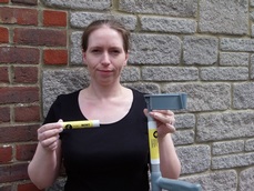 Adeline Dalley with one of her designs
