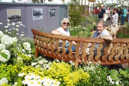 Yvonne Parkes and Ken Sharples enjoy the garden