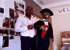 Owen Reid performing his ventriloquist act