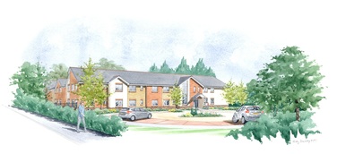 Artist’s drawing of the completed Deeping St. James care home construction