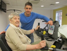 Aaron Williams with resident, Peggy Gordon