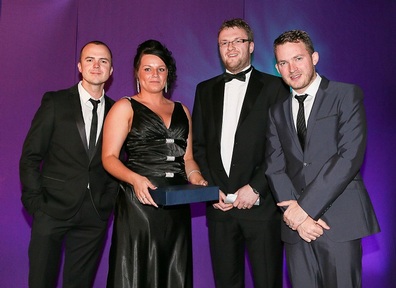 Coverage Care’s Lisa Marsh won the Domiciliary Carer of the Year award at the Shropshire Care Awards. Pictured with, from left, Darren Jefferies, Chris Pallett of sponsors Bespoke Computing and Matt Littler