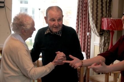 Jack, 88, dancing with fellow care home resident, Hilda, 91