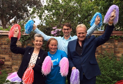 Andrea Sutcliffe pictured with Mike Padgham and the team from Oomph!