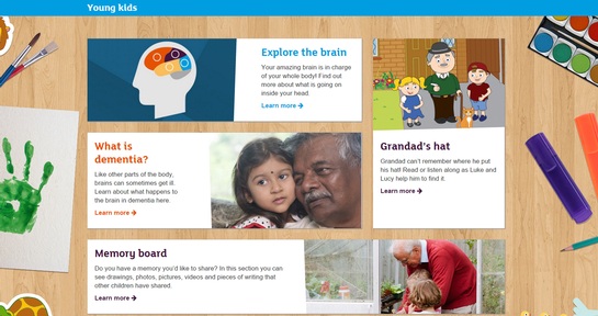 A section of the site is specially designed for use by young people and their families