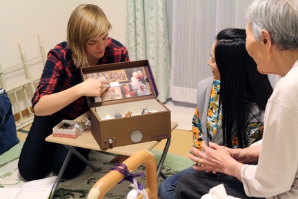 Chloe working in a group home in Kobe, Japan on her residency with design and creative centre KIITO    <P>
(Photo by KIITO Design and Creative Centre Kobe, 2015)