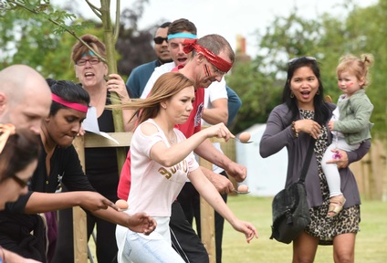 Care UK Olympics participates take part in the egg and spoon race