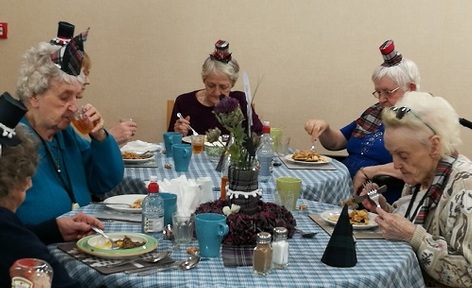 Diners  tuck into a Scottish feast