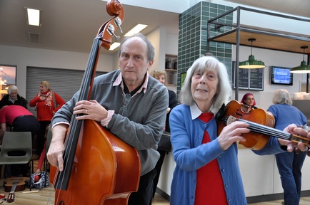 Mrs Durrant with conductor and double-bass player Andy Baker
