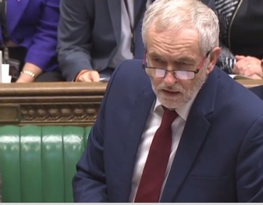 Labour leader Jeremy Corbyn criticises Theresa May's  social care record during PMQs Credit: Parliament TV