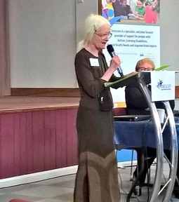 Pamela Hirsch speaking at the Tracscare conference on Autism