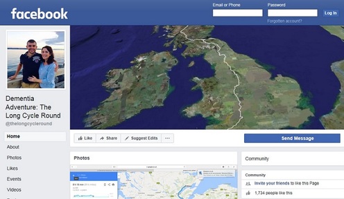 The public can keep up with the cyclist as he rides across Britain by visiting his Facebook page