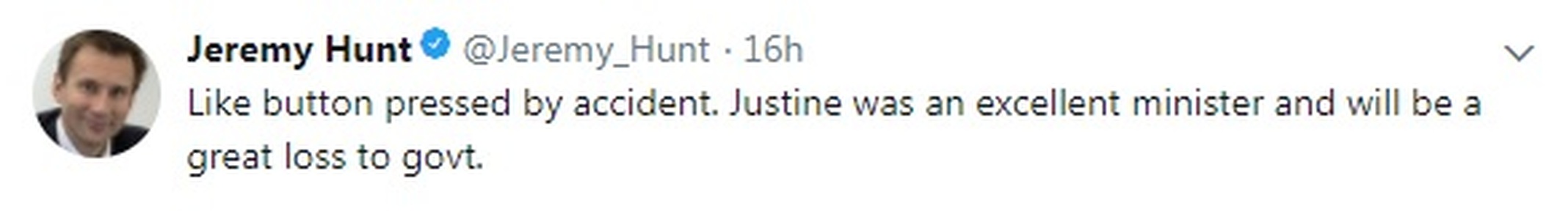 Mr Hunt's apologetic tweet posted on 8 January