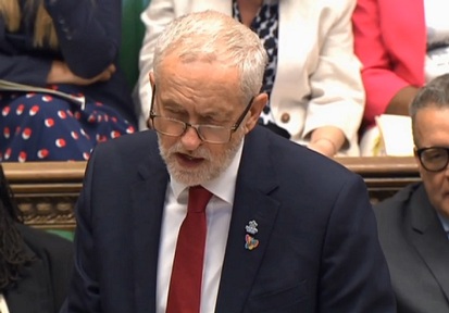 Labourt leader Jeremy Corbyn speaking during PMQs. Credit: Parliament TV