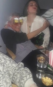 83 year-old Danny Wright embraces dancer Annastasia Ward. Credit; Milton Lodge