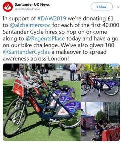 Hired bikes get a #DAW2019 makeover in London    Credit: @santanderuknews/ Twitter