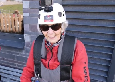 Betty Bromage at Zip World Velocity 2.    Credit: The Abbeyfield Society
