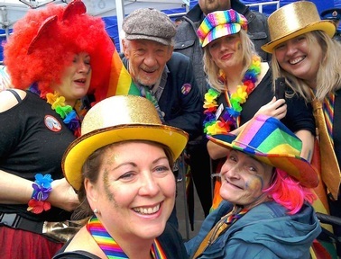Staff and residents from Belong Wigan meeting Ian McKellen