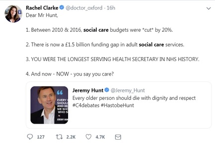 Tweet by Rachel Clarke @doctor_oxford. Credit: Twitter