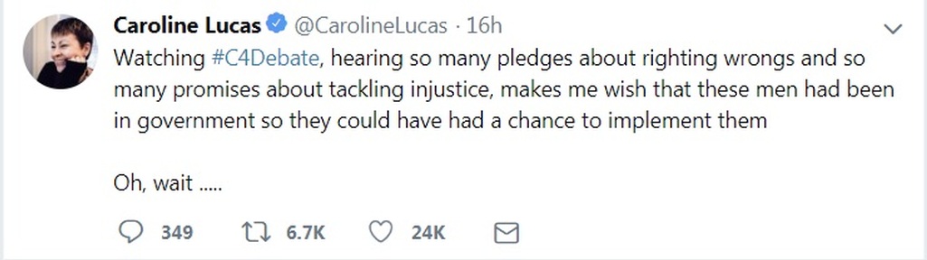 Green Party MP Caroline Lucas. @CarolineLucas. Credit: Twitter