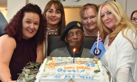 Oswald Dixon celebrating his 100th birthday at Broughton House. Credit: Broughton House