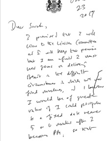 Boris Johnson's handwritten note.