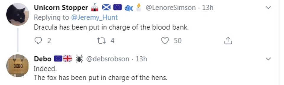 @LenoreSimson tweeted 'Dracula has been put in charge of the blood bank'