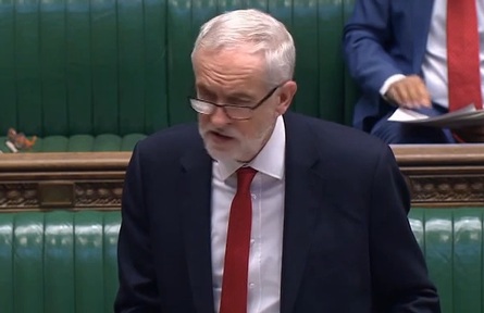 Jeremy Corbyn asks about care workers during his last PMQ appearance as Labour leader. Credit: Parliament TV