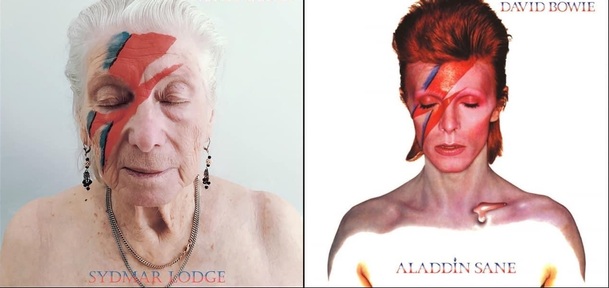 Roma aged 86 is David Bowie on the 'Aladdin Sane' album cover. Credit: Sydmar Lodge Care Home