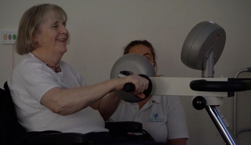 Resident joins fitness challenge at CHD Living’s Kingston Rehabilitation Centre. Credit: CHD Living
