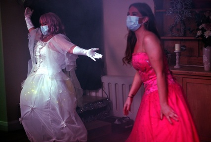 Fairy godmother Michelle Haspey and Cinderella played by Nicola Houlihan. Credit Orchard Manor Care Home