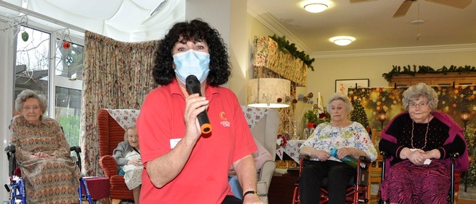 Nicky Stevens entertaining the residents. Credit: Colten Care