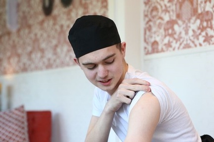 Ryan Bromley after receiving his COVID vaccine. Credit: Millennium Care Group