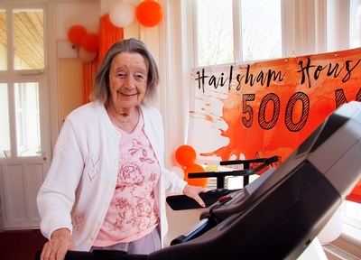 Hailsham House resident Betty on the treadmill. Credit: HC-One Hailsham House
