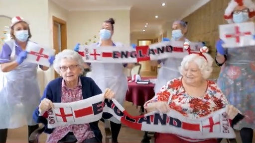 Football supporters at Hunters Down care home. Credit: Hunters Down care home