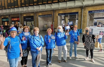 Campaigners arrive at London stations before marching to Downing Street to deliver petition. Credit: Rights for Residents