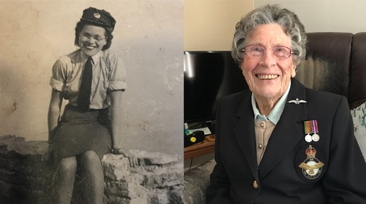 Florence Mahoney during World War II and today. Credit: Royal Star & Garter