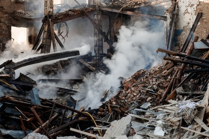 8 March 2022: In Zhytomyr near Kiev, Ukraine, Russian missiles damage a house. Credit: SV_zt/ Shutterstock