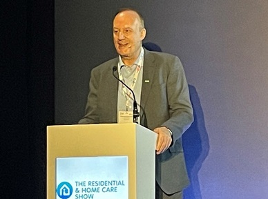 Mrtin Green, chief executive of Care England speaks at Residential and Home Care Show 19 May. Credit: A Albert
