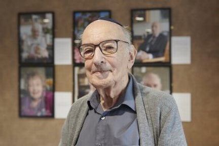Peter Mittler at the exhibition in the care village's synagogue. Credit: Gwen Riley Jones: