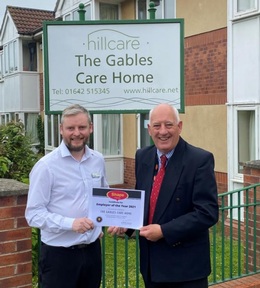 The Gables Care Home manager Mark Culley with Shape Training chief executive Simon Healey. Credit: Hill Care.