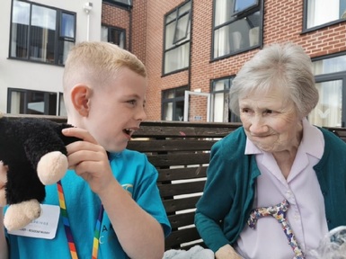 Elliot Stanley and Margaret O' Hare. Credit Sandstone Care Group.