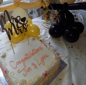 Mr and Mrs Hawkins' wedding cake. Credit: OSJCT