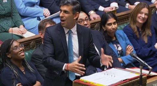 Rishi Sunak speaking at his first PMQs (26 October). Credit: Parliament TV